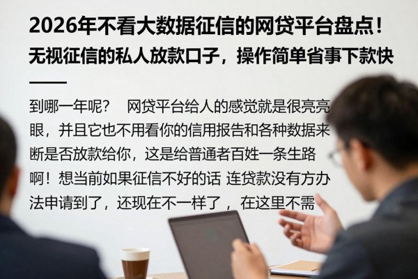 2026年不看大数据征信的网贷平台盘点!无视征信的私人放款口子,操作简单省事下款快