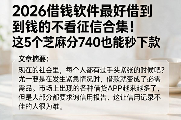 2026借钱软件最好借到钱的不看征信合集！这5个芝麻分740也能秒下款