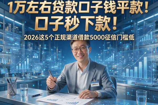 1万左右贷款口子秒下款!2026这5个正规渠道借款5000征信门槛低,靠谱