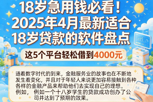 18岁急用钱必看!2025年4月最新适合18岁贷款的软件盘点,这5个平台轻松借到4000元