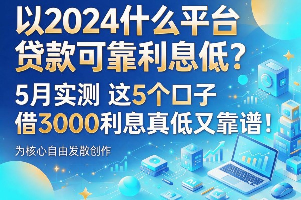 2024什么平台贷款可靠利息低?5月实测这5个口子,借3000利息真低又靠谱!
