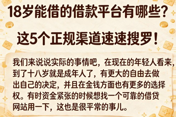 18岁能借的借款平台有哪些？这5个正规渠道速速搜罗！