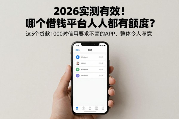 2026实测有效!哪个借钱平台人人都有额度?这5个贷款1000对信用要求不高的APP,整体令人满意