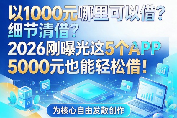 1000元哪里可以借?2026刚曝光这5个APP,5000元也能轻松借!