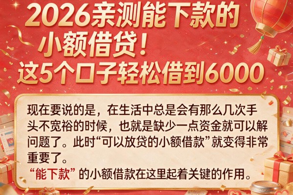 2026亲测能下款的小额借贷!这5个口子轻松借到6000