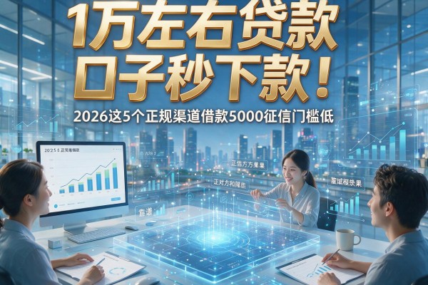 1万左右贷款口子秒下款！2026这5个正规渠道借款5000征信门槛低，靠谱