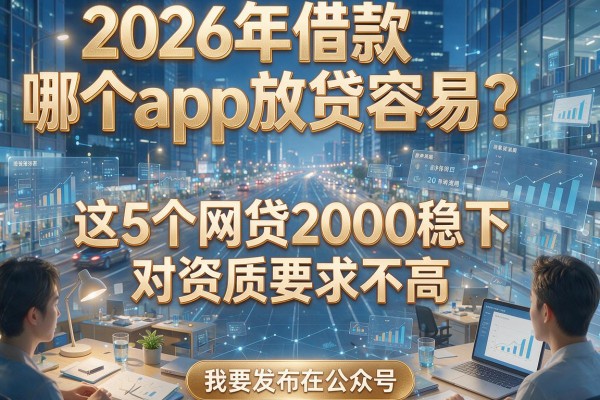 2026年借款哪个app放贷容易？这5个网贷2000稳下，对资质要求不高！