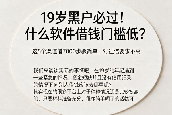19岁黑户必过！什么软件借钱门槛低？这5个渠道借7000步骤简单、对征信要求不高