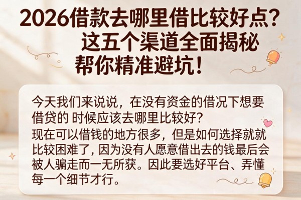 2026借款去哪里借比较好点？这五个渠道全面揭秘，帮你精准避坑！