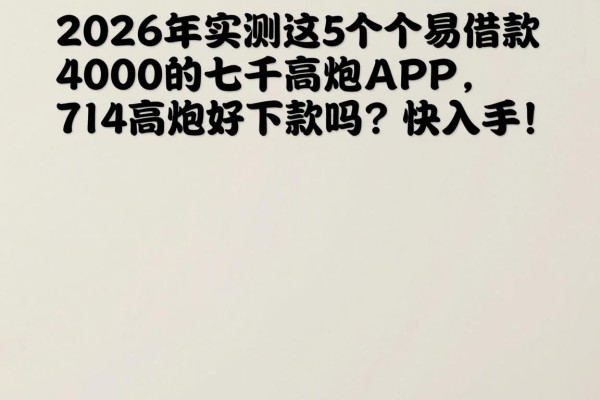 2026年实测这5个易借款4000的七千高炮APP，714高炮好下款吗？快入手！