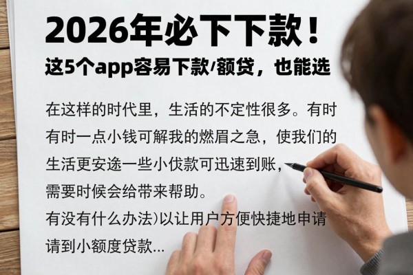 2026年必下款！这5个app容易下款小额贷，黑户也能选！