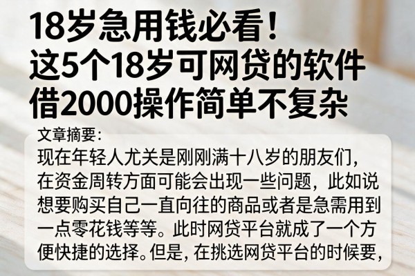 18岁急用钱必看！这5个18岁可网贷的软件，借2000操作简单不复杂