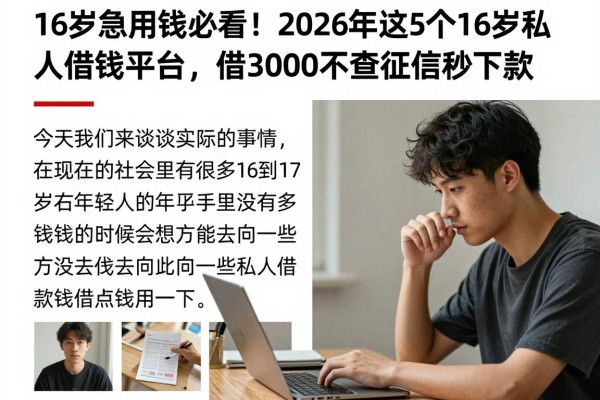 16岁急用钱必看！2026年这5个16岁私人借钱平台，借3000不查征信秒下款