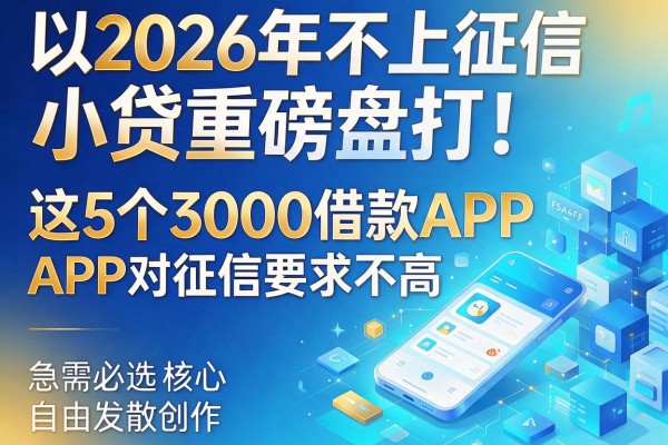 2026年不上征信小贷重磅盘点！这5个3000借款APP对征信要求不高，急需必选