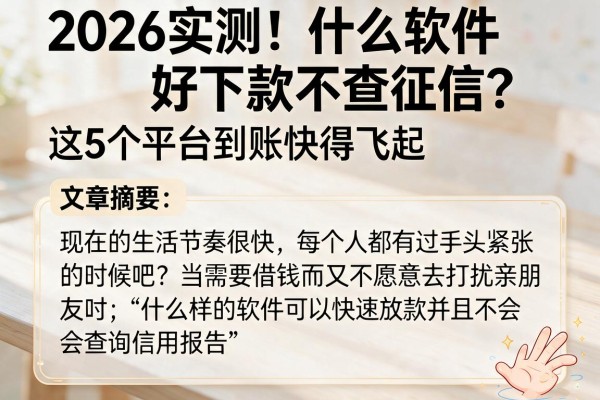 2026实测！什么软件好下款不查征信？这5个平台到账快得飞起