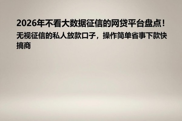 2026年不看大数据征信的网贷平台盘点！无视征信的私人放款口子，操作简单省事下款快
