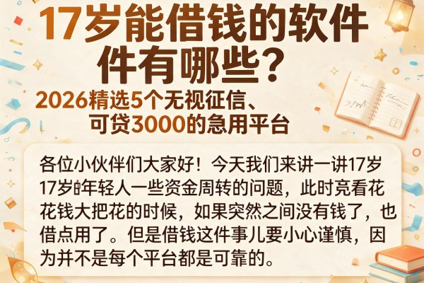 17岁能借钱的软件有哪些？2026精选5个无视征信、可贷3000的急用平台