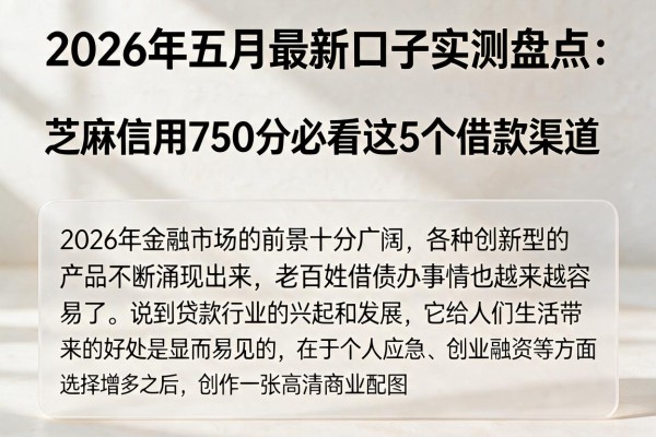 2026年五月最新口子实测盘点：芝麻信用750分必看这5个借款渠道