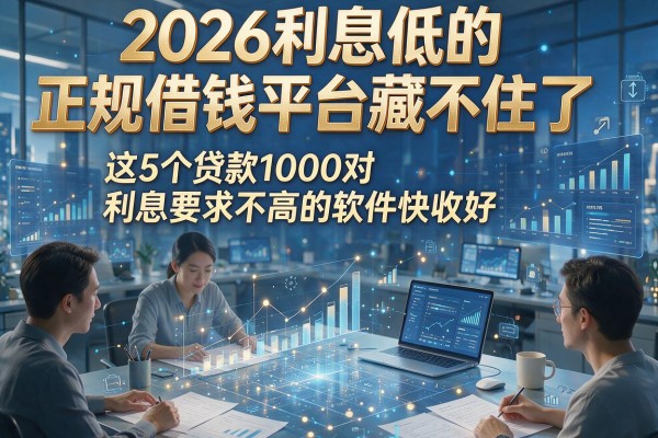 2026利息低的正规借钱平台藏不住了，这5个贷款1000对利息要求不高的软件快收好