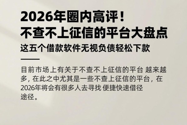 2026年圈内高评！不查不上征信的平台大盘点，这五个借款软件无视负债轻松下款