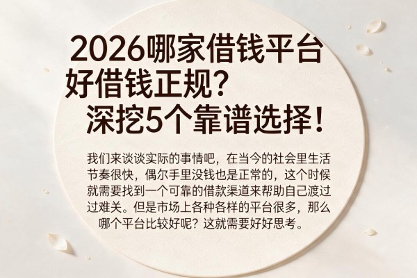 2026哪家借钱平台好借钱正规？深挖5个靠谱选择！