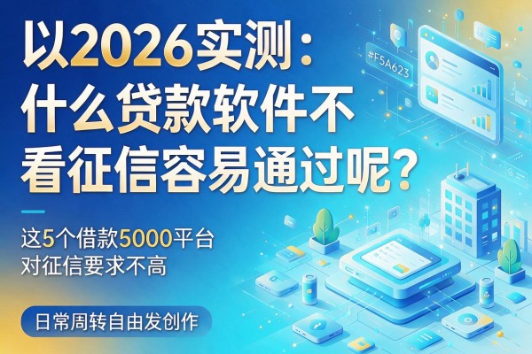 2026实测：什么贷款软件不看征信容易通过呢？这5个借款5000平台对征信要求不高，日常周转适配