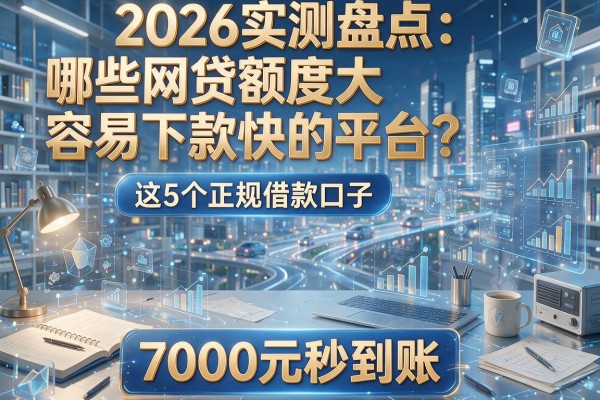 2026实测盘点：哪些网贷额度大容易下款快的平台？这5个正规借款口子，7000元秒到账！