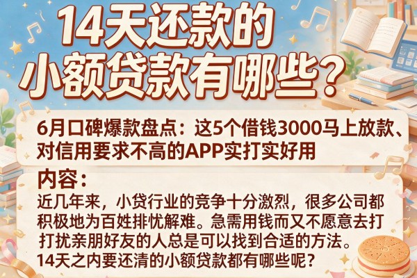 14天还款的小额贷款有哪些？6月口碑爆款盘点：这5个借钱3000马上放款、对信用要求不高的APP实打实好用