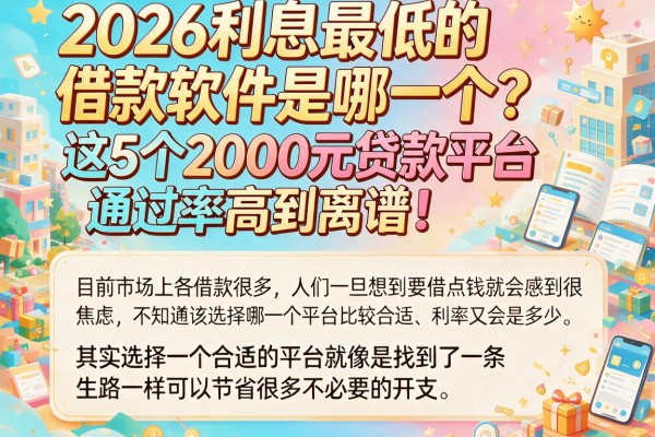 2026利息最低的借款软件是哪一个？这5个2000元贷款平台通过率高到离谱！