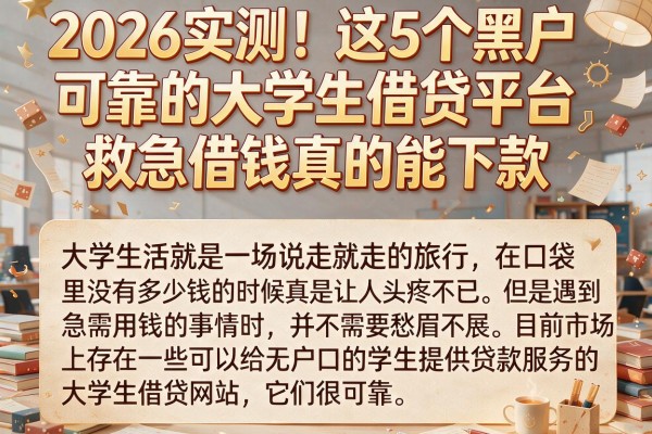 2026实测!这5个黑户可靠的大学生借贷平台,救急借钱真的能下款