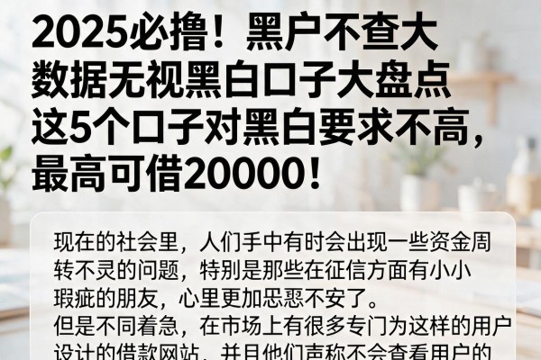 2025必撸！黑户不查大数据无视黑白口子大盘点，这5个口子对黑白要求不高，最高可借20000！