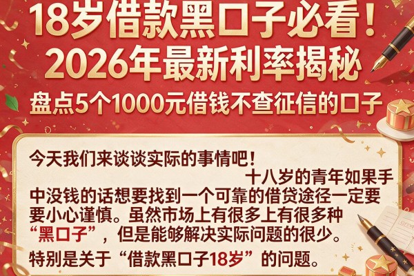 18岁借款黑口子必看!2026年最新利率揭秘,盘点5个1000元借钱不查征信的口子