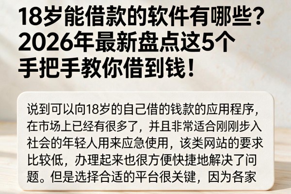 18岁能借款的软件有哪些?2026年最新盘点这5个,手把手教你借到钱!