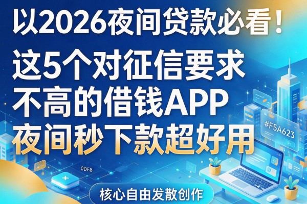 2026夜间贷款必看!这5个对征信要求不高的借钱APP,夜间秒下款超好用
