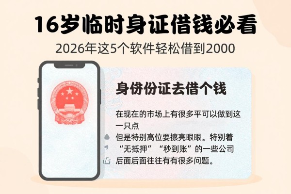 16岁临时身份证借钱必看!2026年这5个软件轻松借到2000