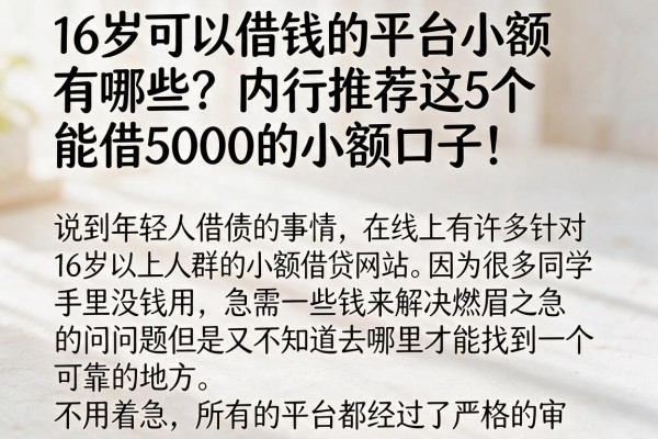 16岁可以借钱的平台小额有哪些？内行推荐这5个能借5000的小额口子！