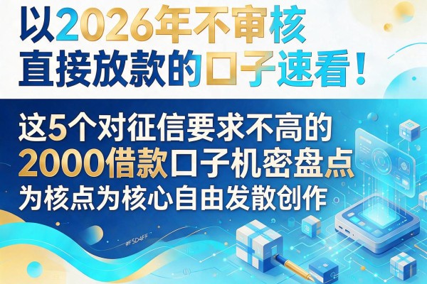 2026年不审核直接放款的口子速看!这5个对征信要求不高的2000借款口子机密盘点