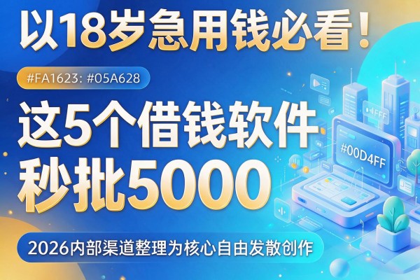 18岁急用钱必看！这5个借钱软件秒批5000，2026内部渠道整理
