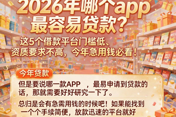 2026年哪个app最容易贷款？这5个借款平台门槛低、资质要求不高，今年急用钱必看！