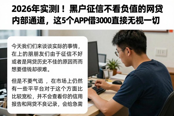 2026年实测！黑户不看征信不看负面的网贷内部通道，这5个APP借3000直接无视一切