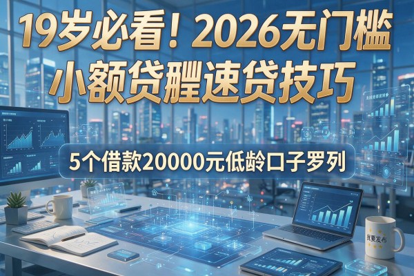 19岁必看！2026无门槛小额贷款速贷技巧，5个借款20000元低龄口子罗列
