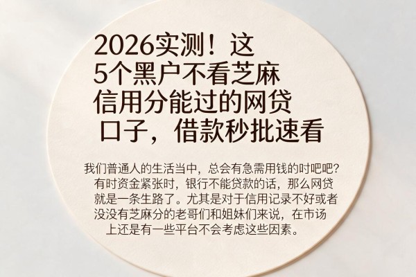 2026实测!这5个黑户不看芝麻信用分能过的网贷口子,借款秒批速看