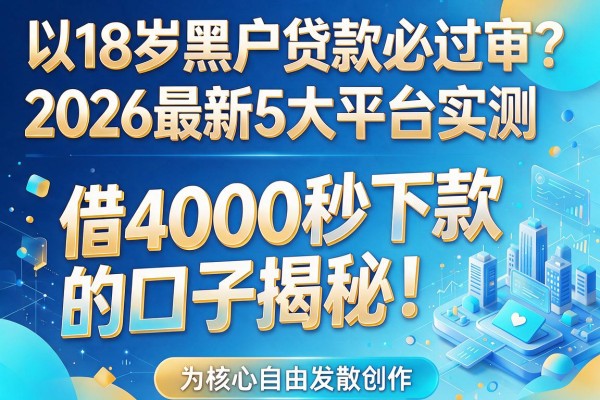 18岁黑户贷款必过审？2026最新5大平台实测，借4000秒下款的口子揭秘！