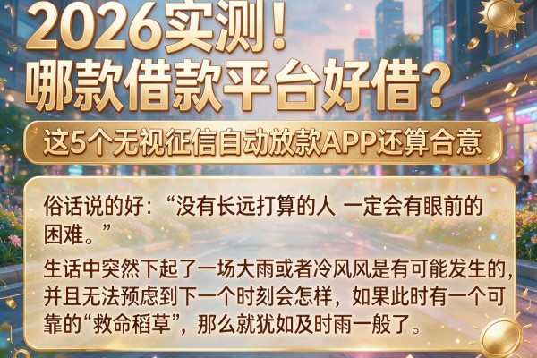 2026实测！哪款借款平台好借？这5个无视征信自动放款APP还算合意
