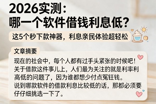 2026实测:哪一个软件借钱利息低?这5个秒下款神器,利息亲民体验超轻松