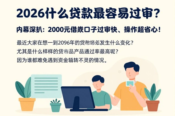 2026什么贷款最容易过审?内幕深扒:这5个2000元借款口子过审快、操作超省心!
