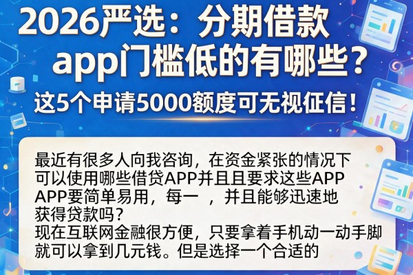 2026严选:分期借款app门槛低的有哪些?这5个申请5000额度可无视征信!