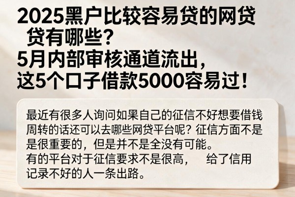 2025黑户比较容易贷的网贷有哪些?5月内部审核通道流出,这5个口子借款5000容易过!