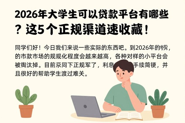 2026年大学生可以贷款的平台有哪些?这5个正规渠道速收藏!