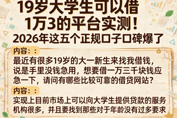 19岁大学生可以借1万3的平台实测!2026年这五个正规口子口碑爆了